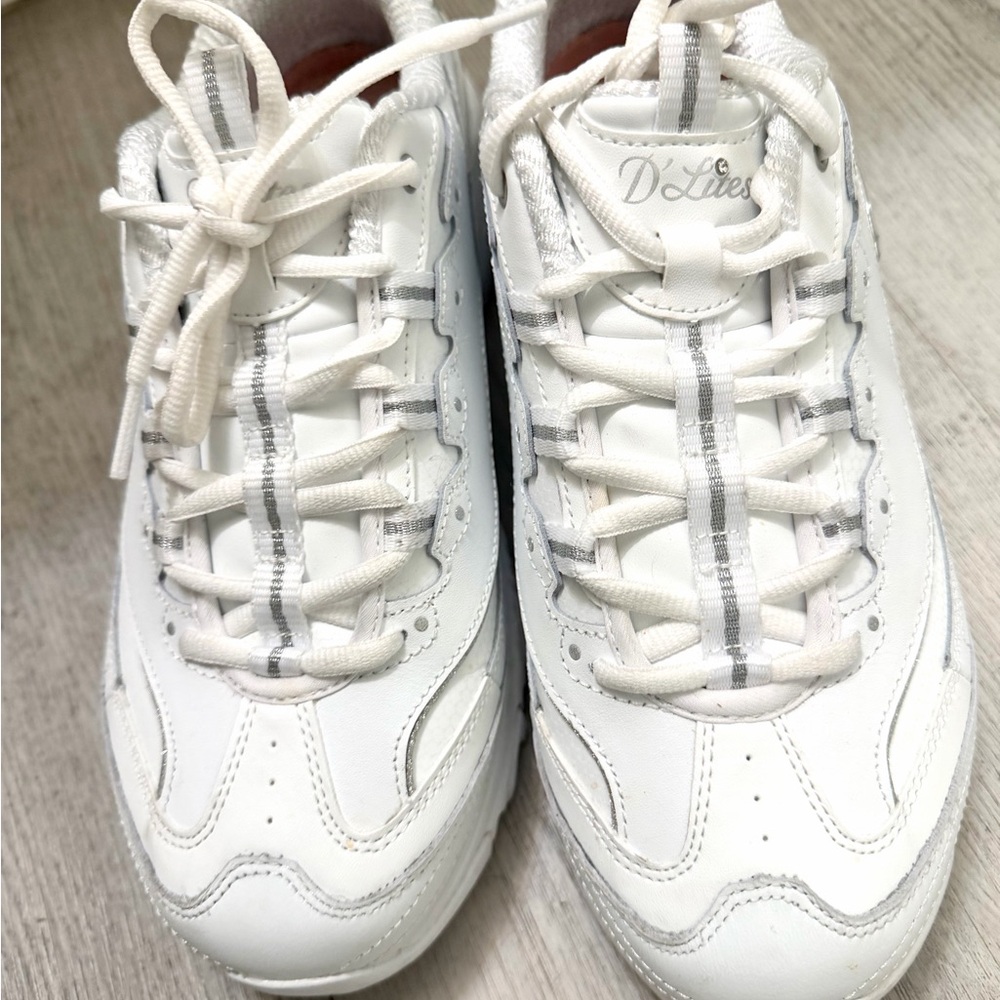 Skechers D'Lites White Gray Sneakers